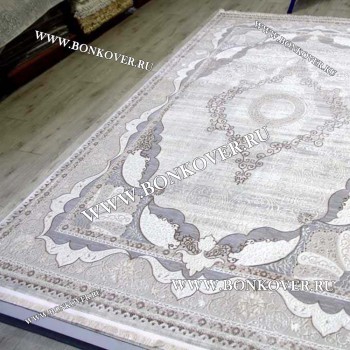 Ковер Турция Для Гостиной Дизайн 93 Серый с Бежевым